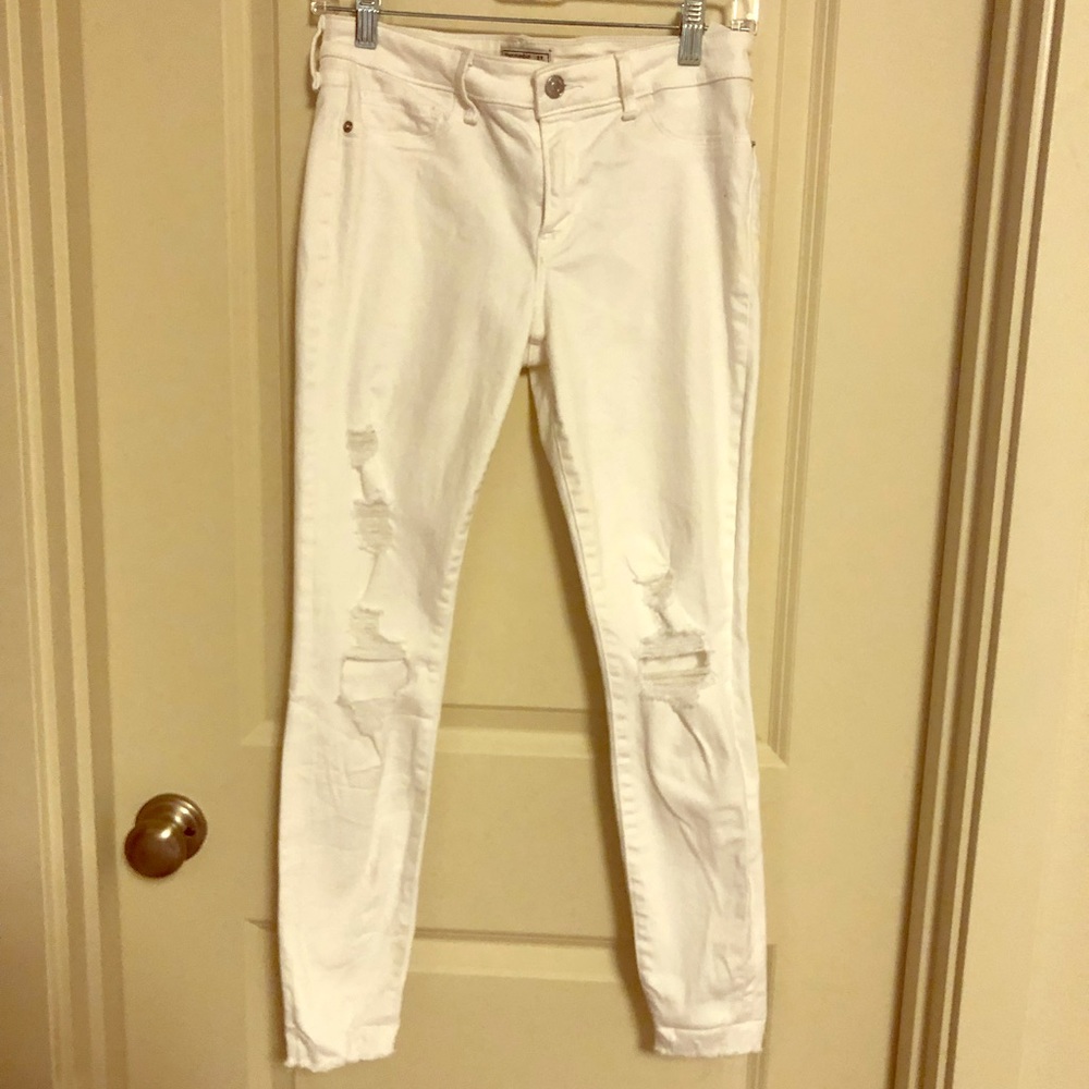 Abercrombie distressed white jeans
